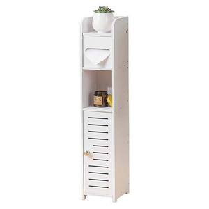 Storage Cabinet for Small Spaces, Over The Toilet Cabinet for Skinny Bathroom Storage Corner Floor with 2 Doors & Shelves