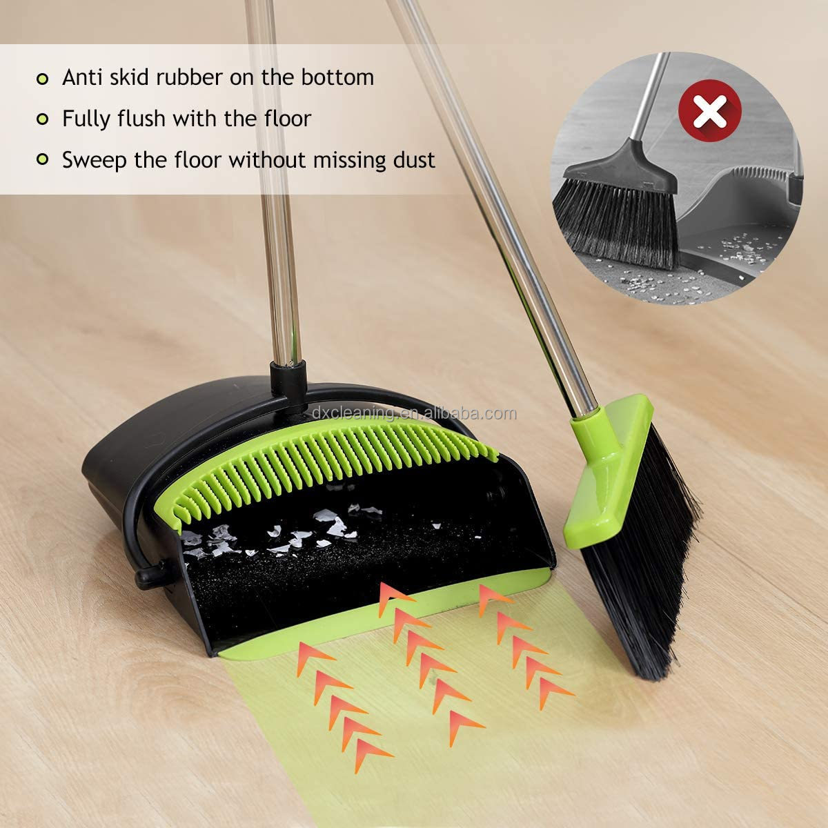 Custom Colors Brooms and Stand Up Dust Pan Sets Home Cleaning Supplies Long Handle broom and dustpan set