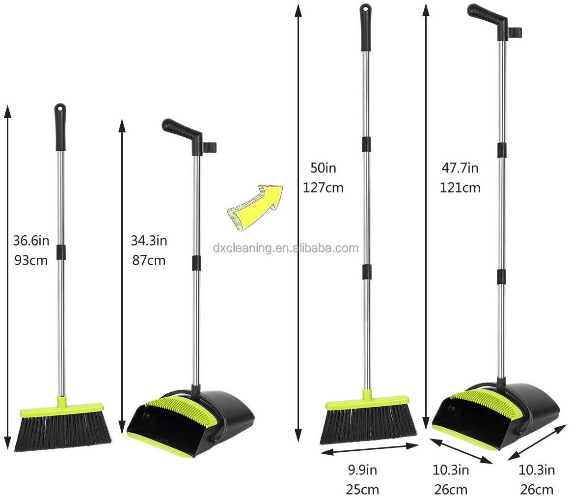 Custom Colors Brooms and Stand Up Dust Pan Sets Home Cleaning Supplies Long Handle broom and dustpan set