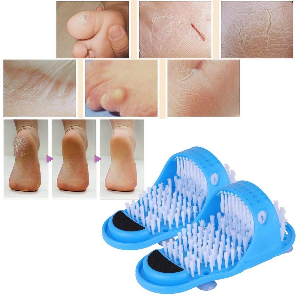 Plastic Bath Shower Feet Massage Slippers Bath Shoes Brush Pumice Stone Foot Scrubber Spa Shower Remove Dead Skin Foot Care Tool