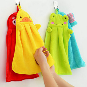 Water Absorption Cloth Polyester Towel For Kitchen Bathroom Candy Color Dishcloths Handkerchief Cartoon Hanging Hand Towels