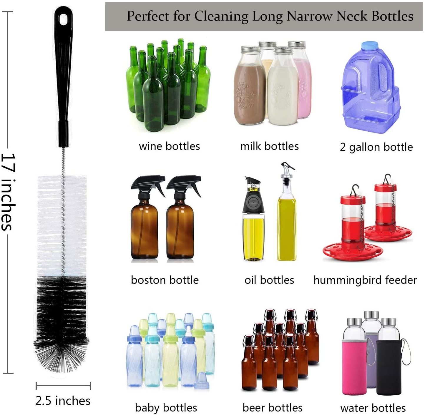 DX Household Stainless Steel plastic baby milk Bottle Brush cleaner Set small cleaning cup Brush