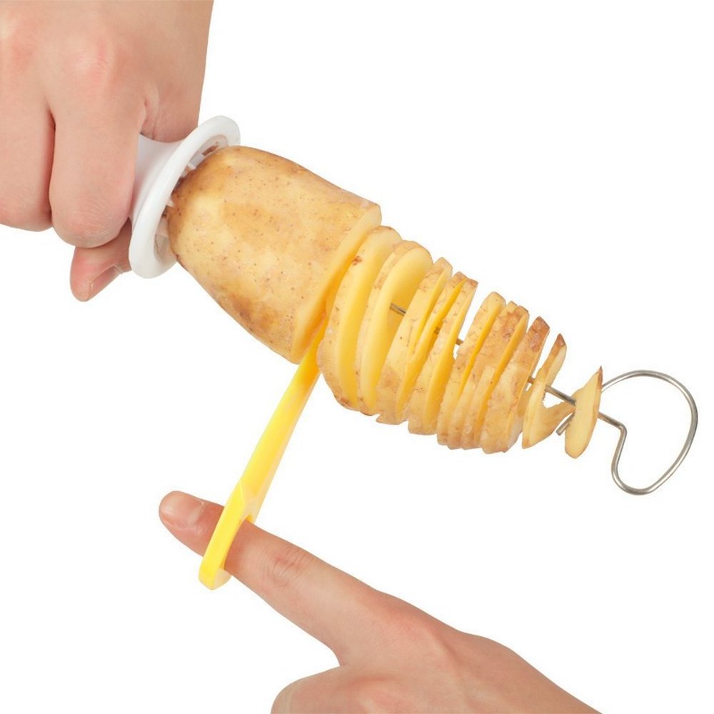 3 String Rotate Potato Slicer Stainless Steel Plastic Twisted Potato Slice Cutter Spiral Creative Kitchen Gadgets Vegetable Tool