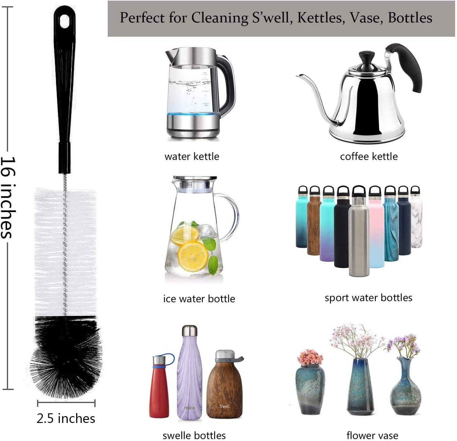 DX Household Stainless Steel plastic baby milk Bottle Brush cleaner Set small cleaning cup Brush