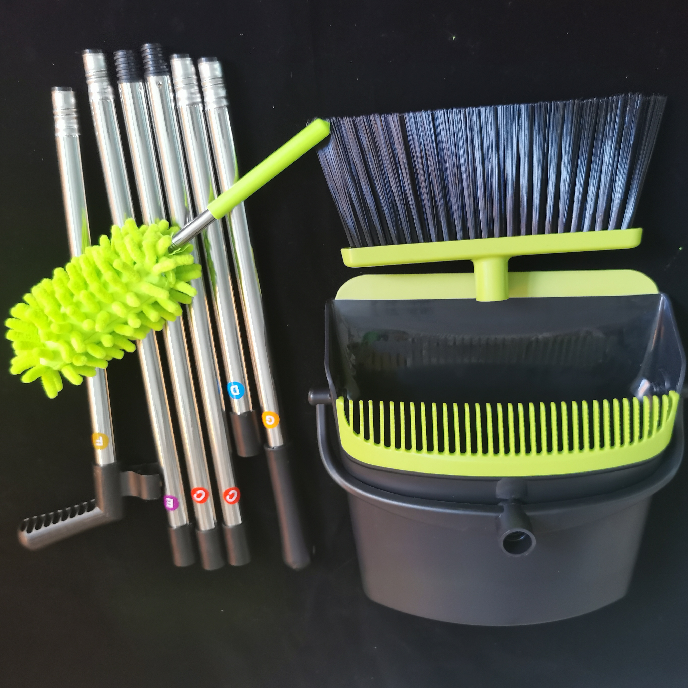 Household Upgrade Combo and Sturdiest Extendable Long Handle Broom and Dustpan wholesale Tiumso  broom and dustpan set