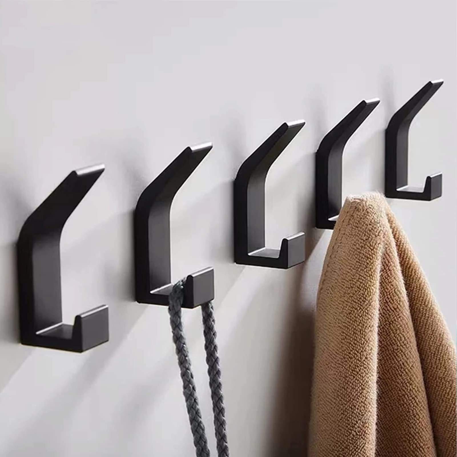 clothes hook  Self Adhesive Hook Wall Mounted Towel Coat Robe Hook Aluminum Alloy Towel Hanger for Home Organizer Key Rack