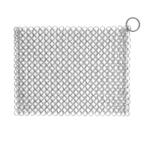 Stainless Steel Cast Iron Cleaner 8"x8" Square Metal Scrubber Chainmail Scrubber with Hanging Ring Cleaner sous vide weights