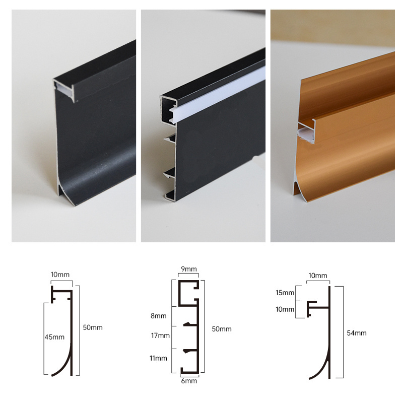 New metal Decorative profile moulding wall protector corner flexible baseboard aluminum led skirting line strip lights