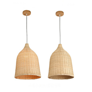 Rattan Lamp Round Hanging Chandelier Southeast Asia Chinese Style Wood Boho Bamboo Lampshade Pendant Light