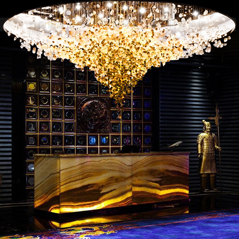 Hot Sale New Design Hotel Lobby hallway glass stone pendant lamp professional customize modern luxury blown glass chandelier