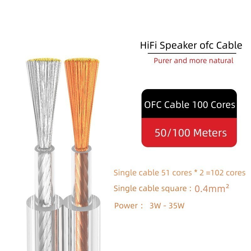 High End 21 0.8mm2 Parallel Flat Transparent Speaker Wire 18 AWG Clear Two Core Hifi Cable for Male Audio Application