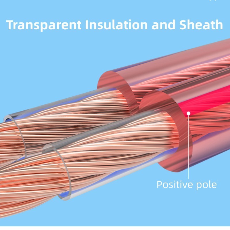 2 Core Transparent HIFI Speaker Cable OFC BC Sound Cables Flexible Clear Insulation PVC Sheath DJ CCA Speaker Cable Audio Wire