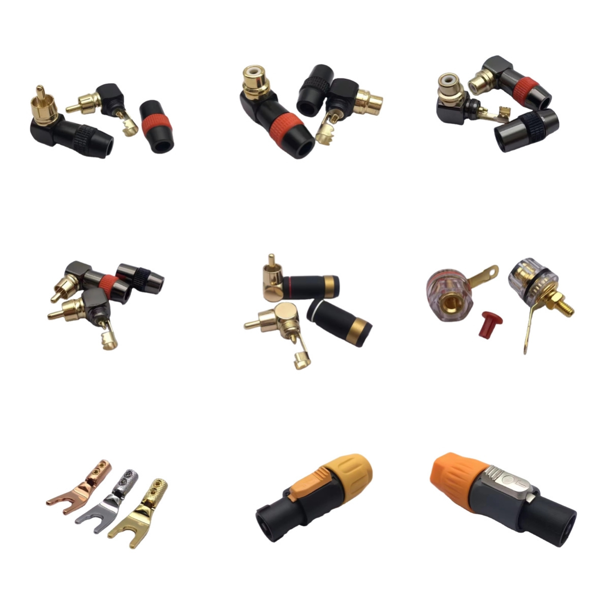 RCA Connector Male Plug Plastic Yellow AV Amplifier Connector l Shape RCA Jack Audio Connector Small Monitor 5 inch RCA Plugs