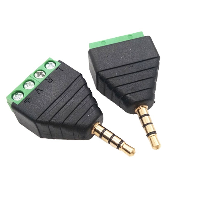 3.5 mm Terminal Block Black Green 4 Poles Microphone Jack Stereo 1/8 Gold Plated 3.5mm Audio Jack Terminal Block Connector 3.5