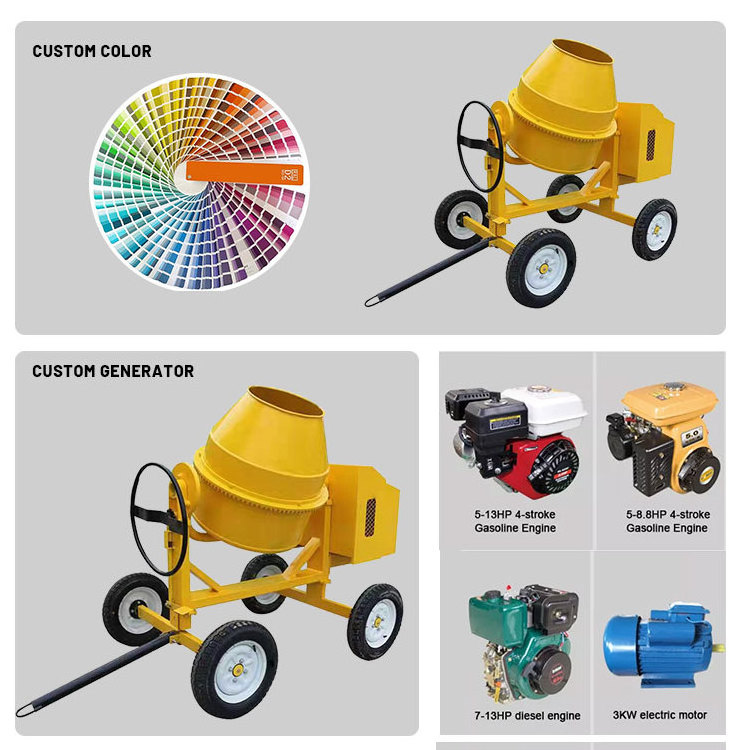 60 Liter Tilting Drum Skid Steer 8 M3 Electric Motor 1hp Self Loading Beton Machine High Pressure Mini Concrete Mixer With Pump