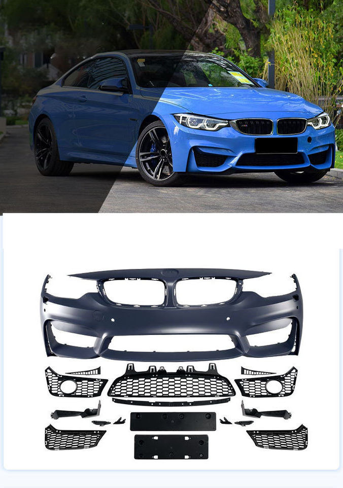 Facelift Front Bumper Assembly PP Body Kit for BMW 4 Series F32 upgrading to M4 primer side skirts conversion grille