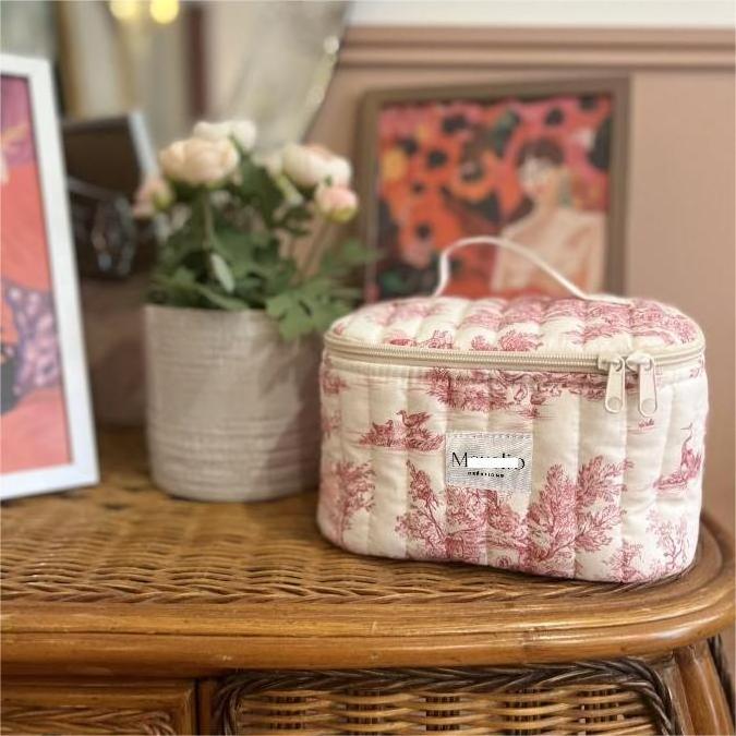 ultimate jewelry travel toiletry set cotton floral pattern cosmetic pouches expandable Makeup Bag large functional Vanity case