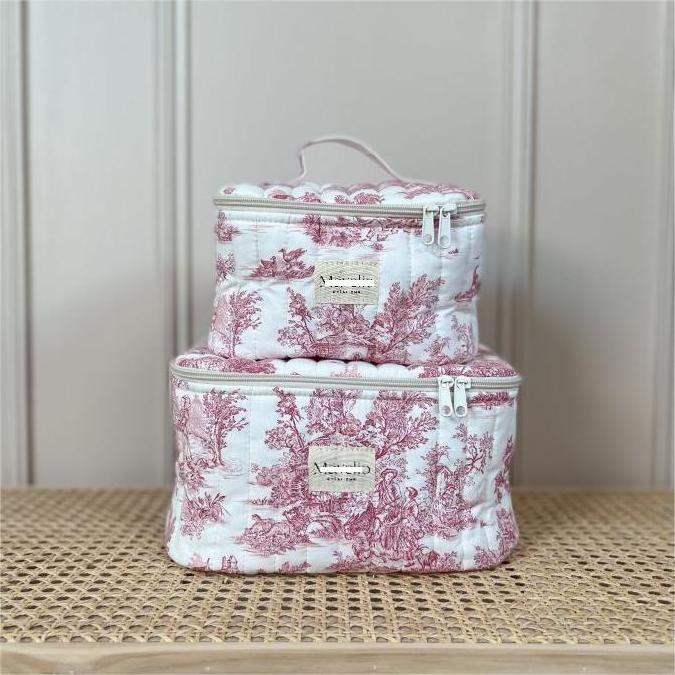 ultimate jewelry travel toiletry set cotton floral pattern cosmetic pouches expandable Makeup Bag large functional Vanity case