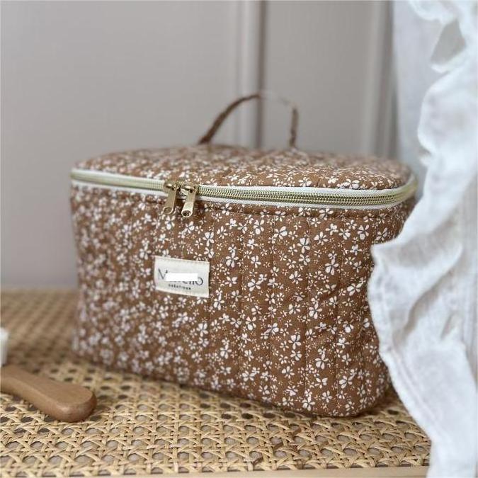 ultimate jewelry travel toiletry set cotton floral pattern cosmetic pouches expandable Makeup Bag large functional Vanity case