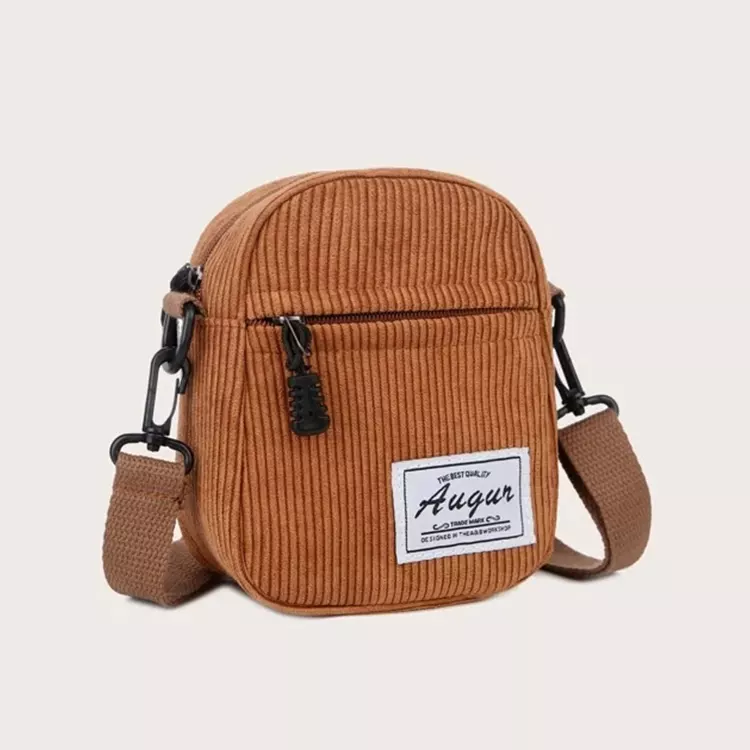 Custom Corduroy Mini Crossbody Bag Unisex Corduroy Zipper Shoulder Bag Corduroy Mobile Phone Shoulder Bag