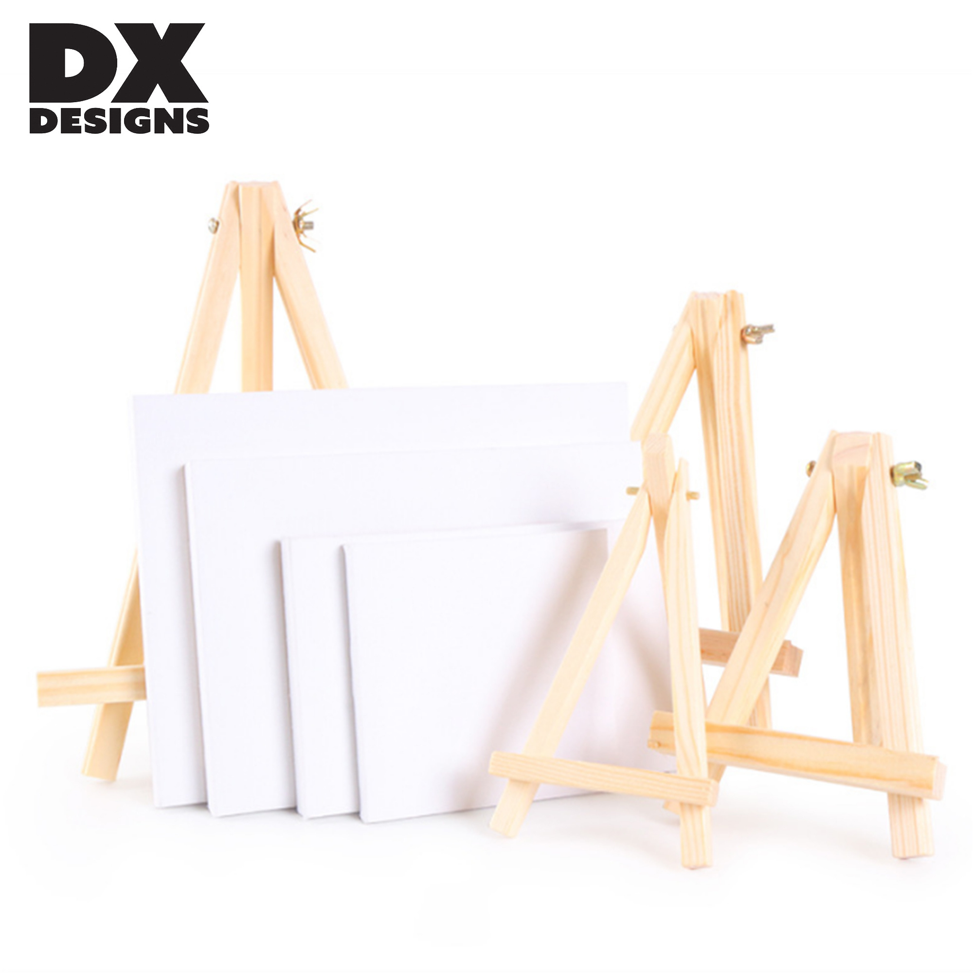 Custom Size Painting Canvas Solid Wood Angle Adjustable 4x4 4x6 5x7 8x8  Stretched Mini Canvas with Easel