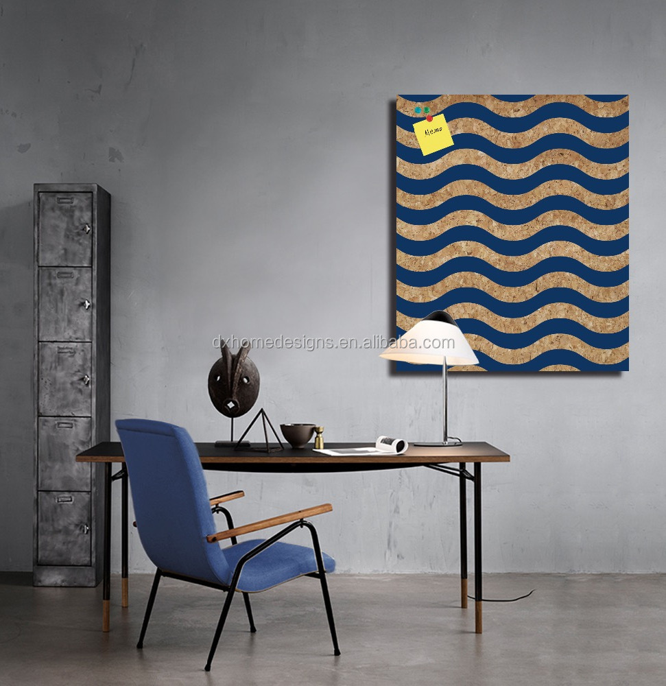 Hot Sale Fine Wave Stripe Frameless custom Cork Message Board