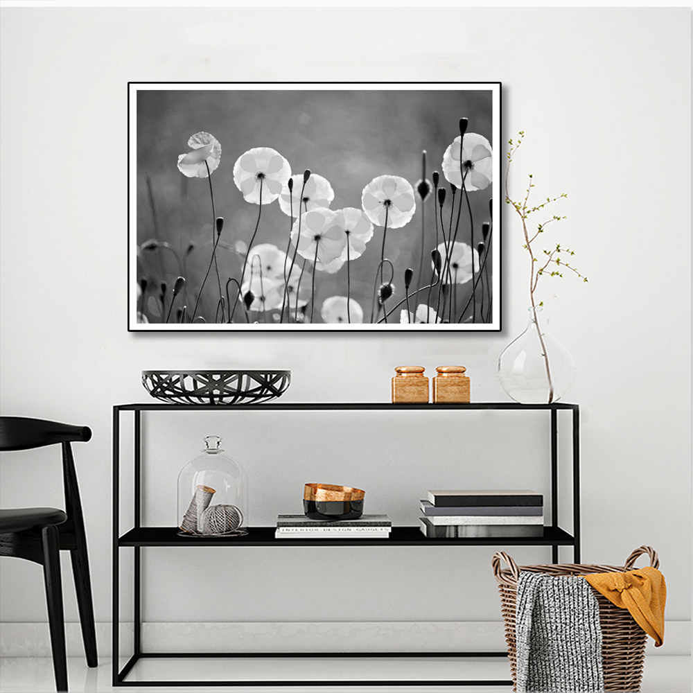 Flower Art with PS Frame Glass Wall Deco Home Decor,other Home Decor Modern Stylish Paper 1.5 Inch Black/whtie CARB