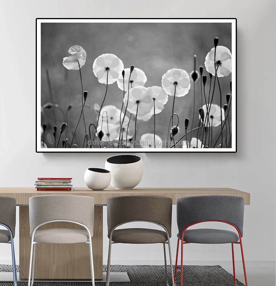 Flower Art with PS Frame Glass Wall Deco Home Decor,other Home Decor Modern Stylish Paper 1.5 Inch Black/whtie CARB