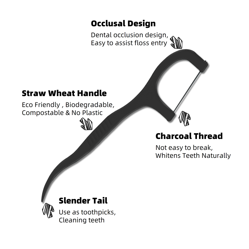 Biodegradable Material Manufacturer Production Line Big Bag Bulk Multifunctional Dental Vegan Waxed Floss Pick