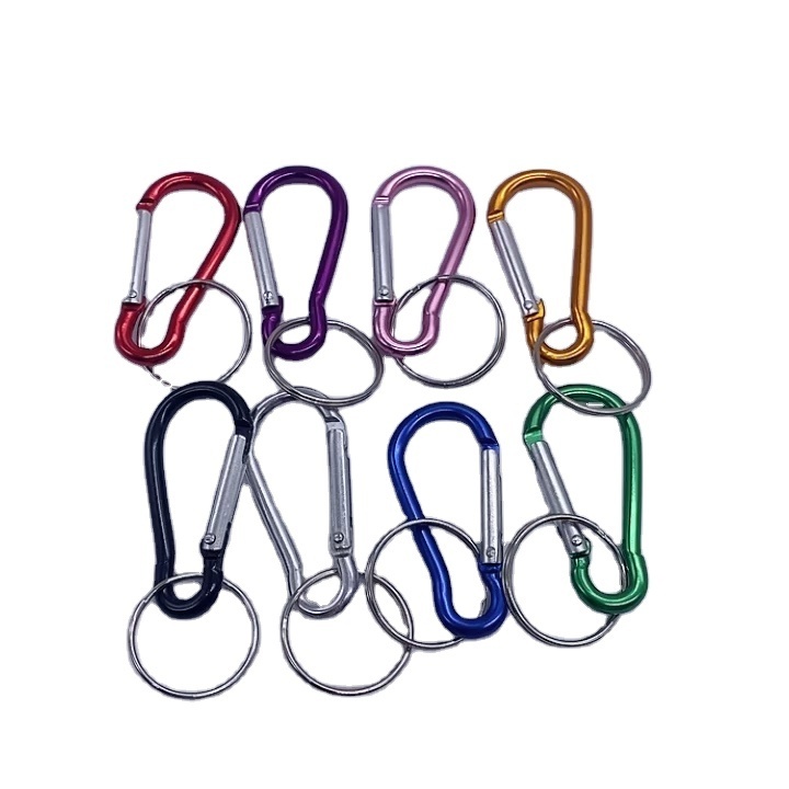 China wholesale custom camping hiking outdoor mini small safety snap hook Clip logo keychain locking Aluminum Alloy carabiner