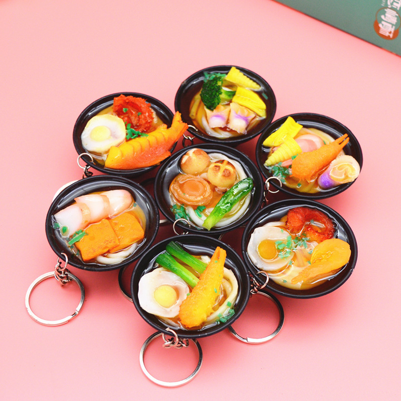 BSBH Wholesale Food Pendants Charm Noodles Key Ring Car Pendant Keychain Mini Food Keychain Bag Purse Hanging Charms