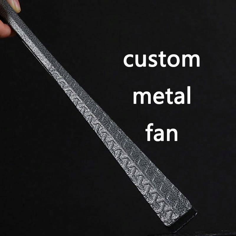 Full Customized Metal Fan With Gift Box Custom Folding Aluminum Hand Fan Pink Hand Held Metal Hand Fans