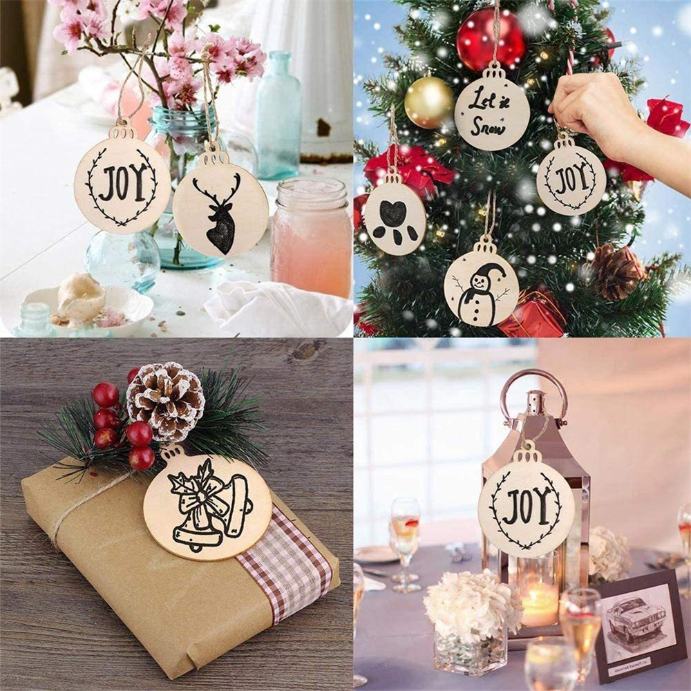 Wholesale Custom Blank Christmas Decoration Ornaments wooden craft wood chips Pendant Christmas Ornaments