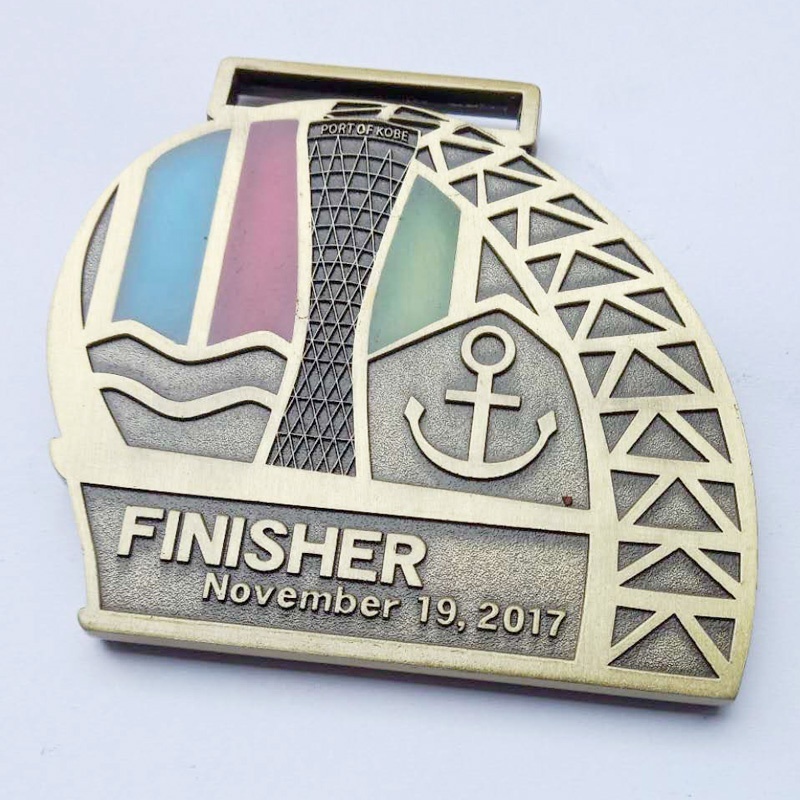 Factory custom size high quality 3D logo medal custom with ribbon bicycle running marathon metal sports medal for events