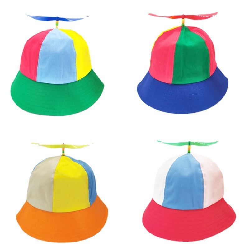 High Quality Boys Bucket Hat Funny Child Bucket Hats For Kids Multi Color Custom Helicopter Screw Propeller Children Bucket Hat