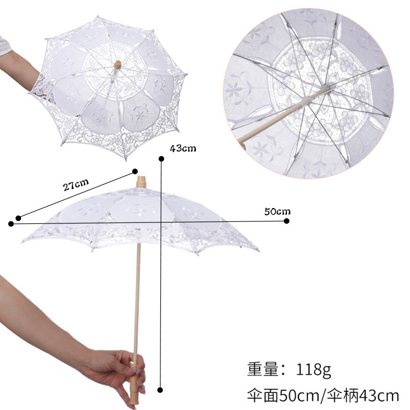 BSBH Victorian Party Gifts Decorative Umbrella Handmade Favor Wedding Umbrella White Different Size Parasol Lace Umbrella