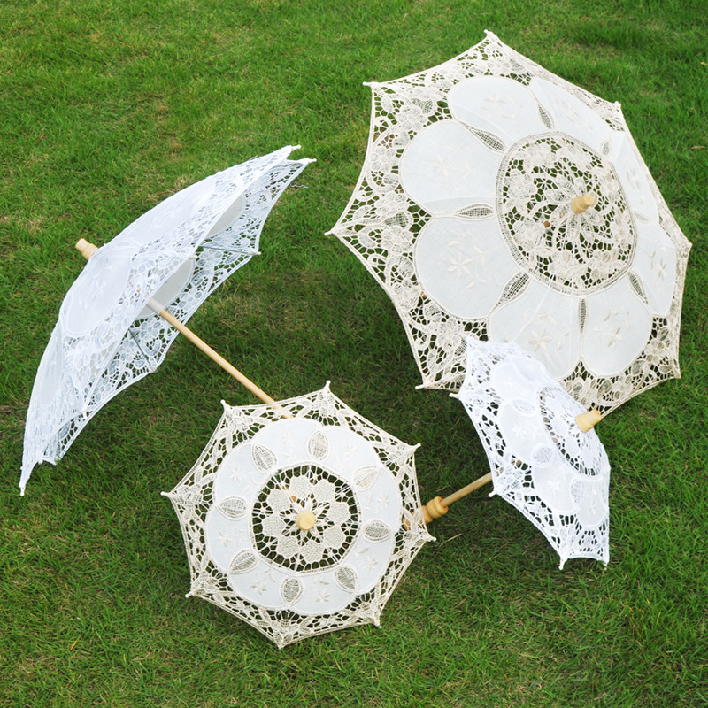 BSBH Victorian Party Gifts Decorative Umbrella Handmade Favor Wedding Umbrella White Different Size Parasol Lace Umbrella