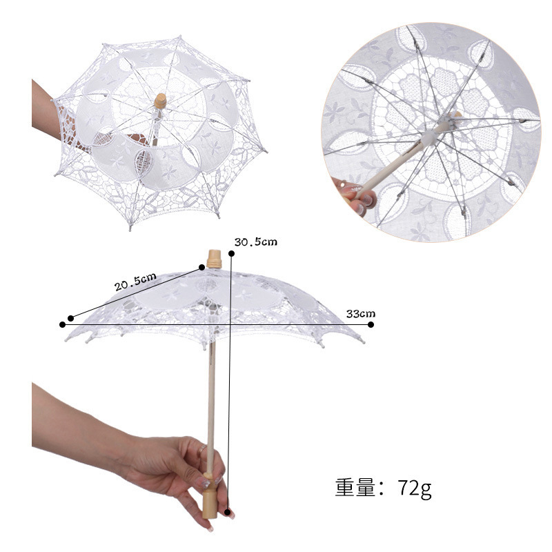 BSBH Victorian Party Gifts Decorative Umbrella Handmade Favor Wedding Umbrella White Different Size Parasol Lace Umbrella