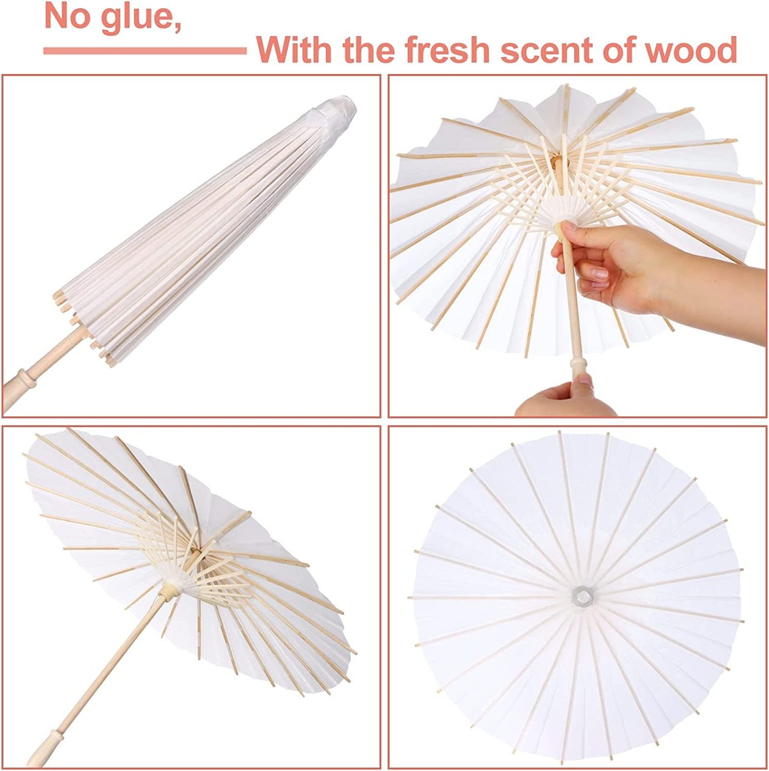 Solid Color Promotional Custom Logo Folding Bamboo Umbrella