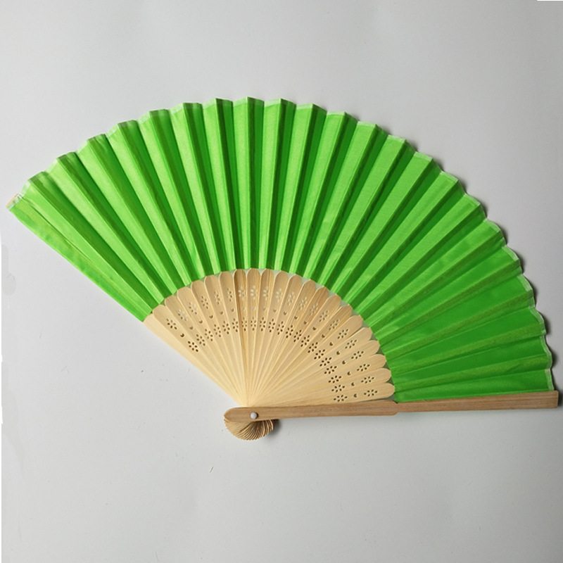 2022 Custom Design Printed Simple Solid Foldable Natural Bamboo Frame Paper Wooden Hand Fan