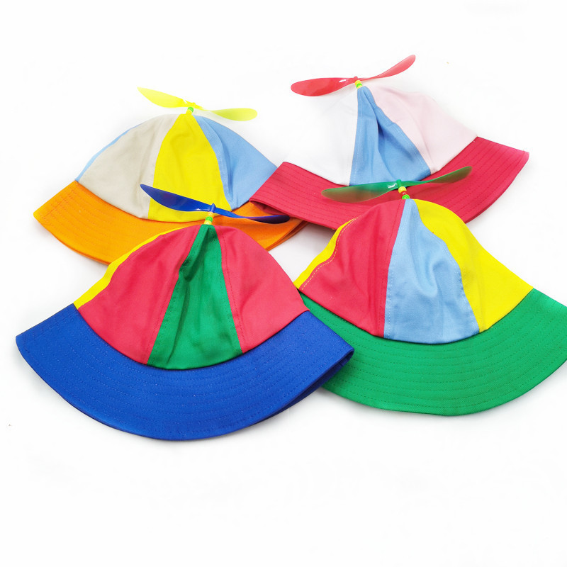 High Quality Boys Bucket Hat Funny Child Bucket Hats For Kids Multi Color Custom Helicopter Screw Propeller Children Bucket Hat