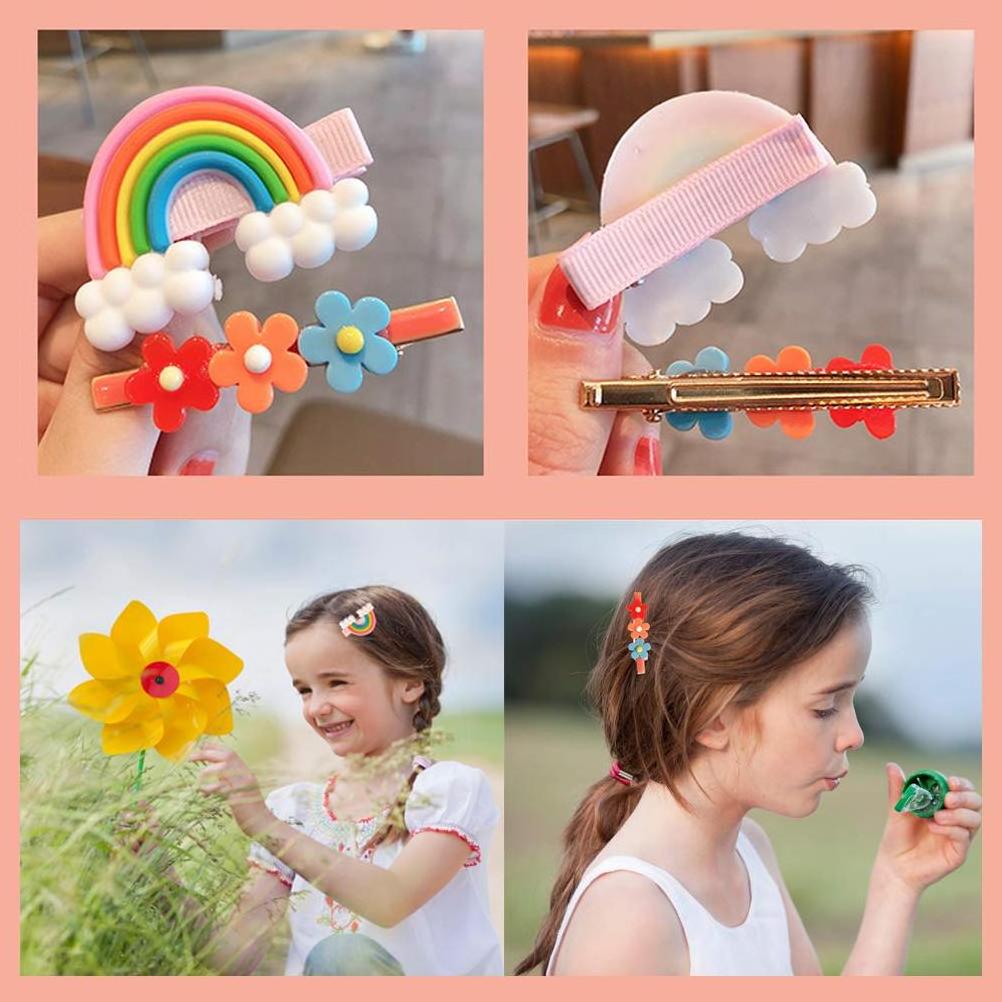 24pcs Baby Girl's Colorful Rainbow Flower Fruit Hair Accessories