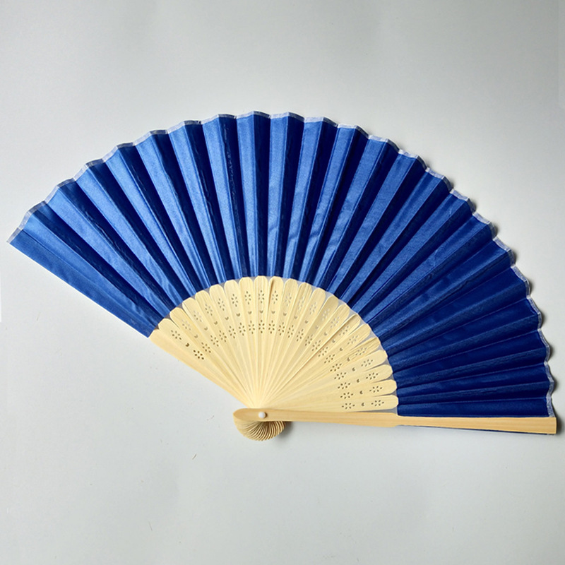 2022 Custom Design Printed Simple Solid Foldable Natural Bamboo Frame Paper Wooden Hand Fan