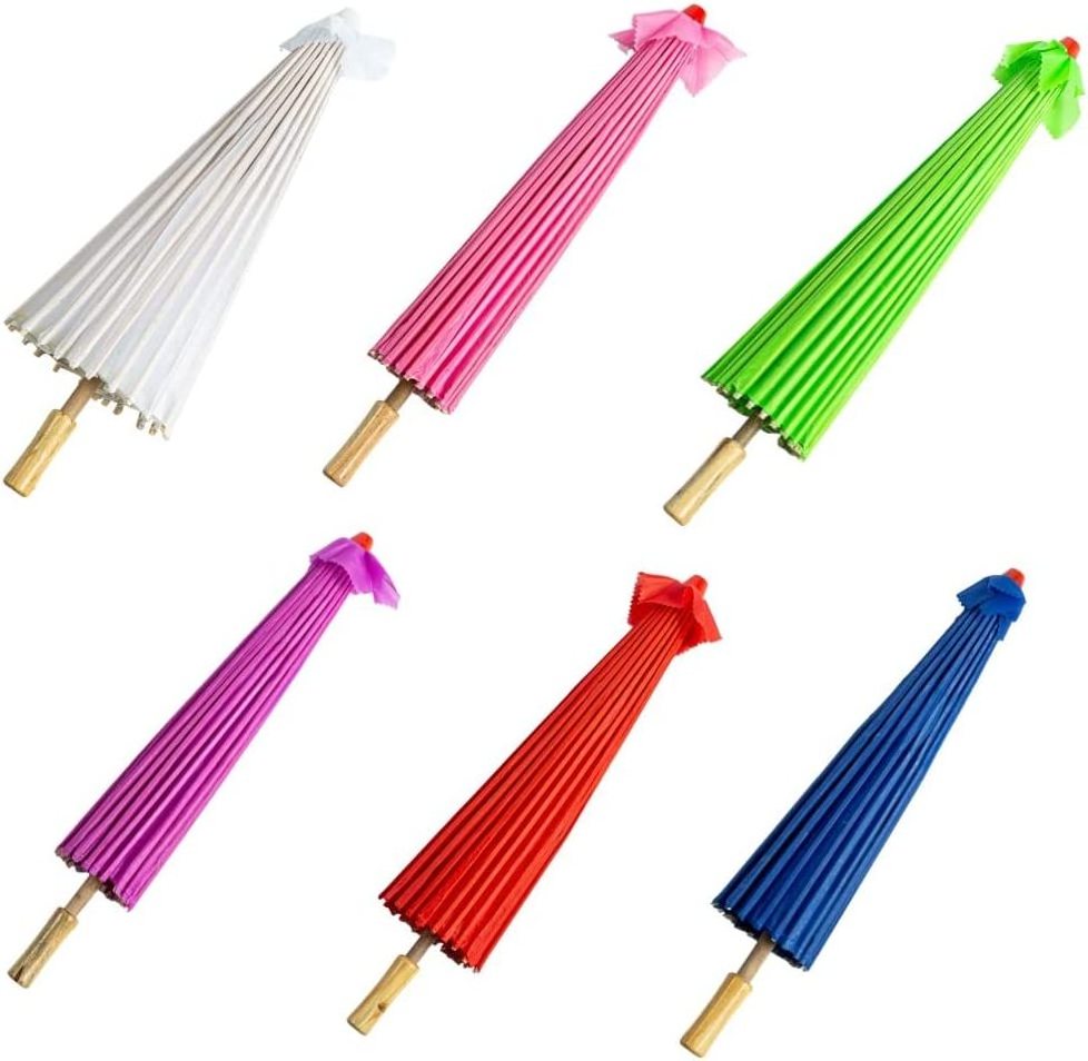 Solid Color Promotional Custom Logo Folding Bamboo Umbrella