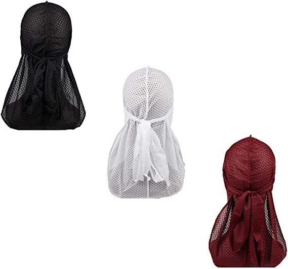 Summer Du Rags Durag Men Mesh Durags Breathable Long Tail Polyester Durag Bandanas For Men Wave Do Rags