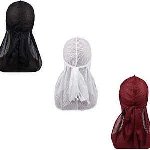 Summer Du Rags Durag Men Mesh Durags Breathable Long Tail Polyester Durag Bandanas For Men Wave Do Rags