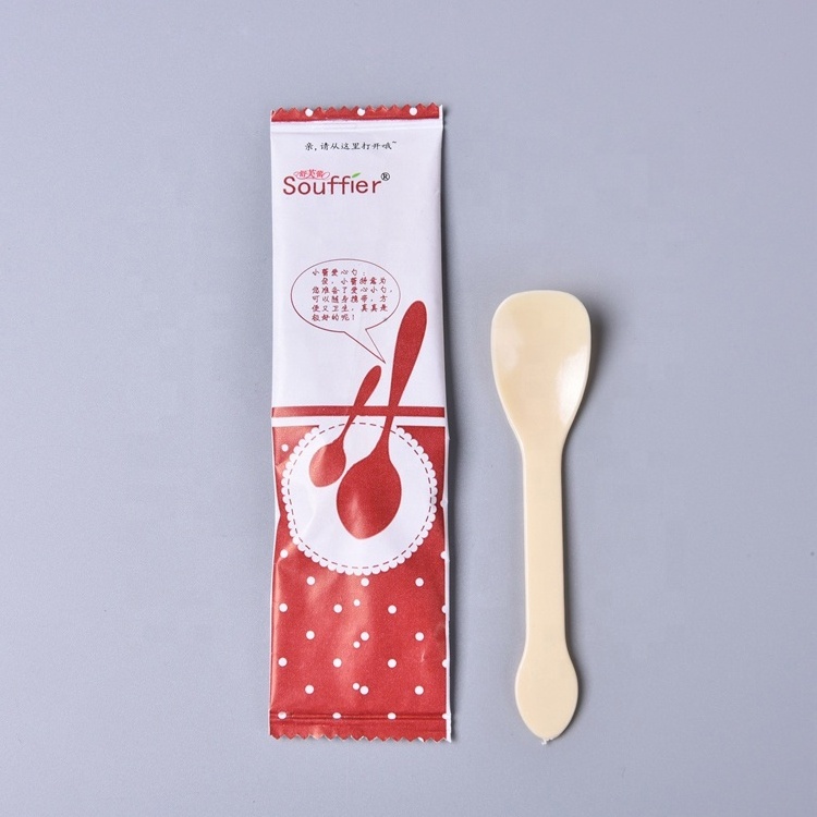 Individually Wrapped Disposable Plastic Spoon For Ice Cream Mini Ice Cream Scoop