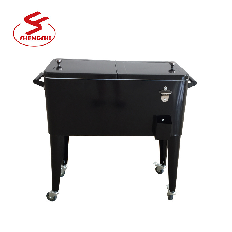 Outdoor Patio Bar Cooler Ice Table Rolling Portable Beverage Backyard Party Cart