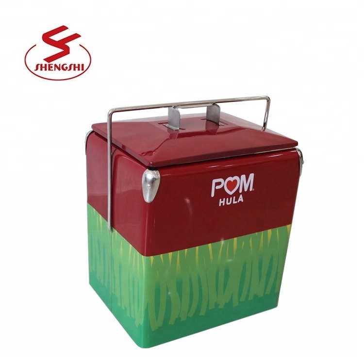 2019 Hot sale 28 lite retro metal beer cooler box for camping