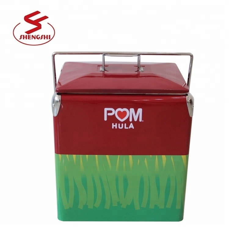 2019 Hot sale 28 lite retro metal beer cooler box for camping